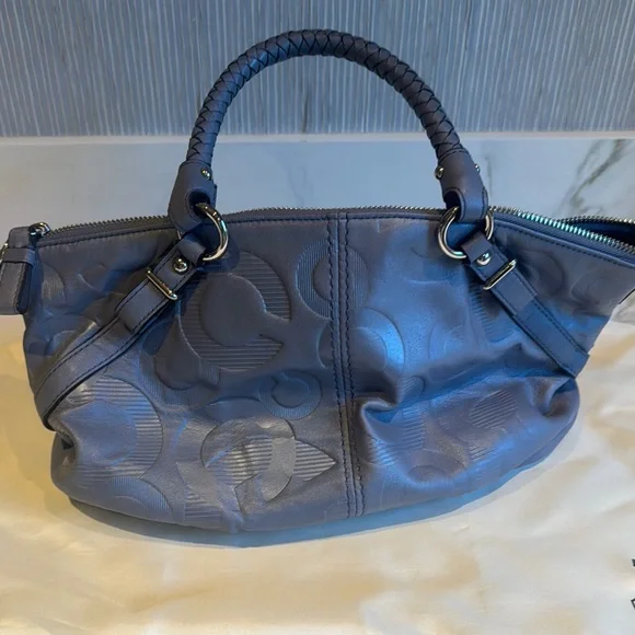 Coach Embossed Blue Satchel - Picture 4 of 9